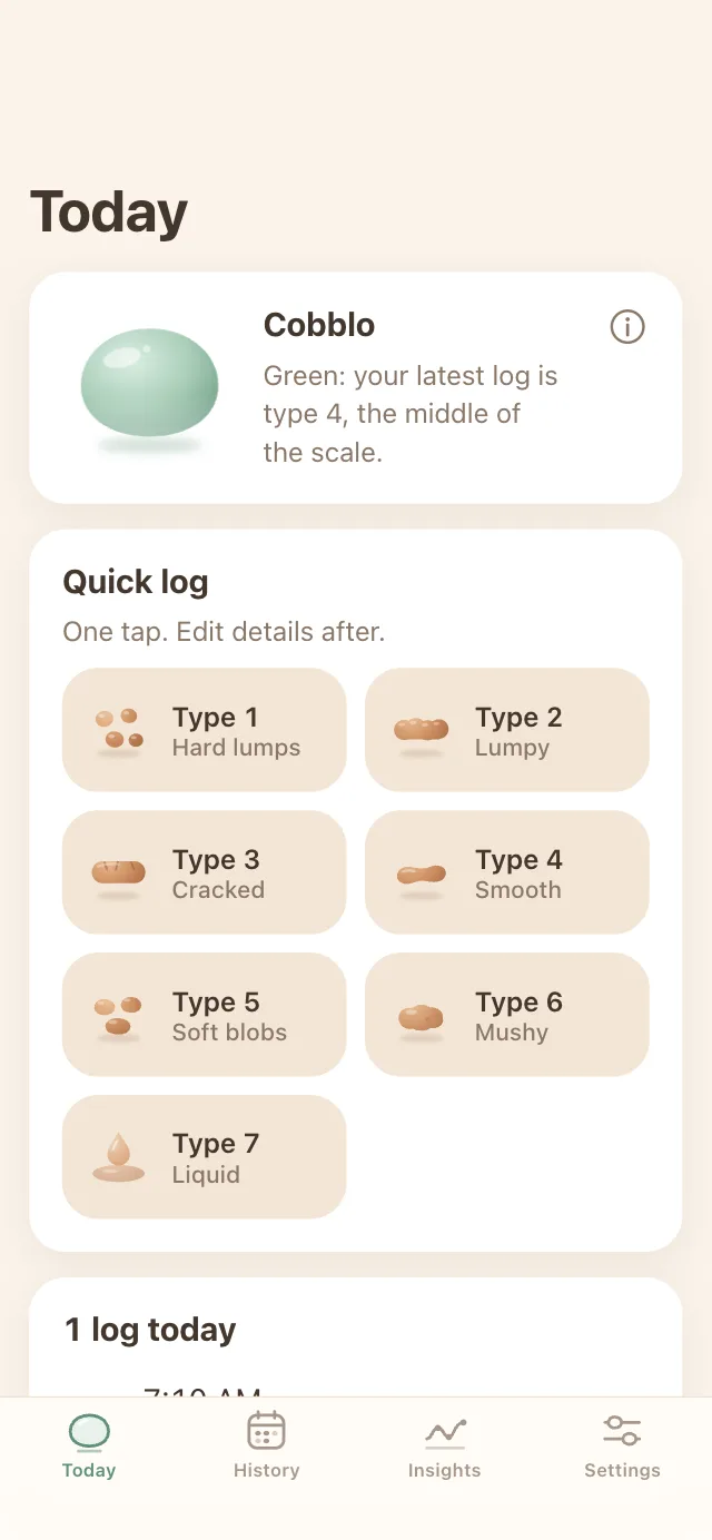 Cobblo: Bristol Stool & Poop Log app screenshot