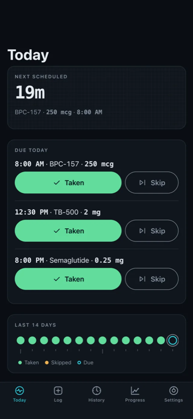 Orbido: Peptide Tracker app screenshot