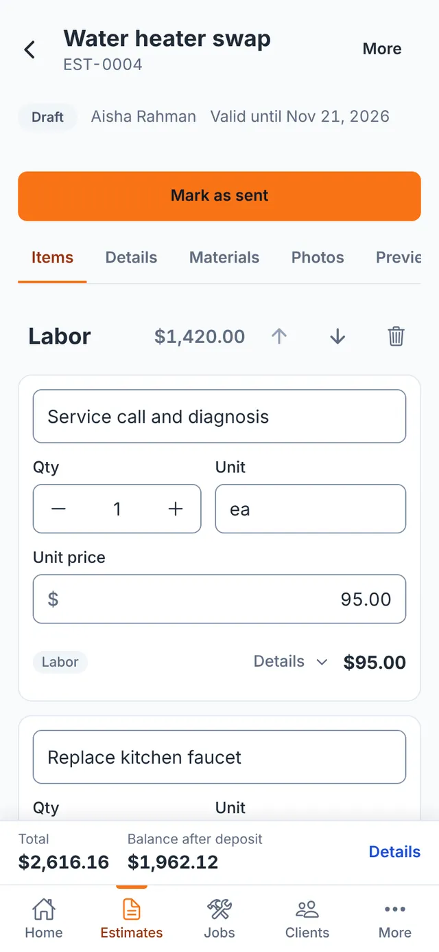 The same estimate on a phone