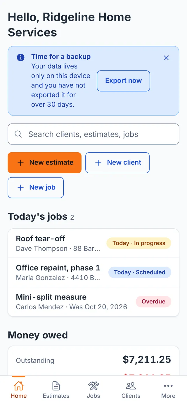 ScopePad home screen on a phone